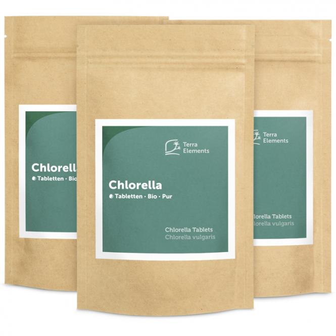 Bio Chlorella Tabletten (500 mg, 240 St), 3er Pack 
